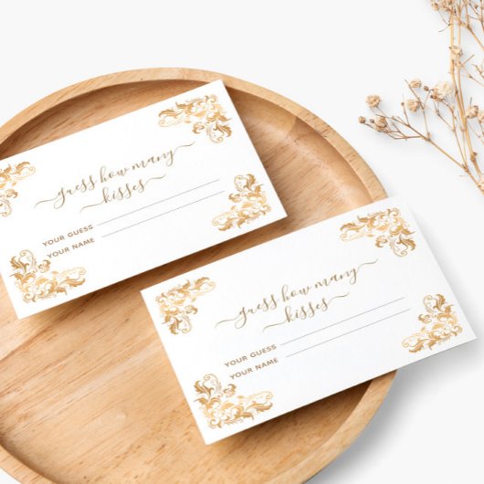 ゴールドフレーム ホワイト キスの数を当てて！ ブライダルゲーム エンクロージャーカード