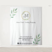 ゴールドフレーム モノグラム 写真撮影 ビジネス ホワイト タペストリー (正面)