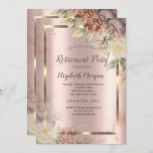 ゴールドフレーム, ローズゴールドのフラワー ブリタイヤ 招待状 (正面/裏面)