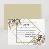 ゴールドフレーム 秋の色彩 フラワー ウェディング レスポンスカード (正面/裏面)