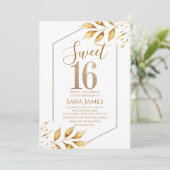 ゴールドフレーム Sweet 16 バースデー招待状 招待状 (スタンド正面)