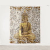 ゴールドブッダ ゴールデン フローラル フラワーズ タペストリー (正面)