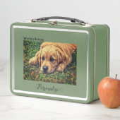 ゴールドブラウンペットドッグウーフターバケーションスーツケカスタムース メタルランチボックス (インサイチュ)