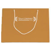 ゴールドブラウン ホワイト ビジネス ロゴ, スノーフレーク プロモ ラージペーパーバッグ (正面)