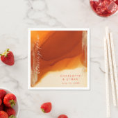 ゴールドブラシがかかったオレンジモダン色のフローリングインク スタンダードカクテルナプキン (インサイチュ)