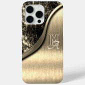 ゴールドブラシメタルとメタリックストーンのモノグラム Case-Mate iPhoneケース (裏面)