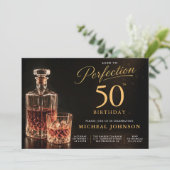 ゴールドブラックの絶品 50歳の誕生日 招待状 (スタンド正面)