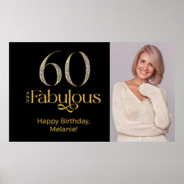 ゴールドブラックの華やかな60歳の誕生日フォト ポスター