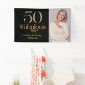 ゴールドブラックの50歳の誕生日お祝いフォト 横断幕 (インサイチュ)