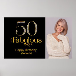 ゴールドブラックの50歳の誕生日お祝い写真 ポスター
