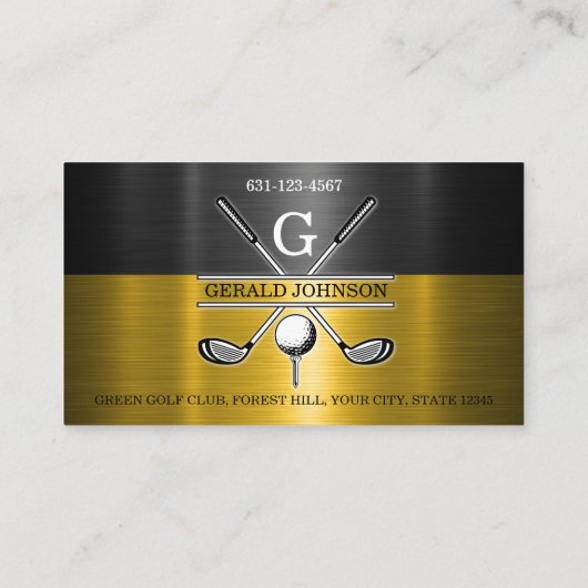 ゴールドブラックエレガントゴルフモノグラム名刺 名刺 (裏面)