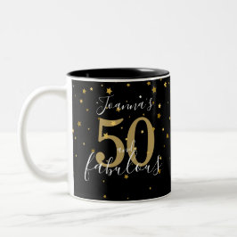 ゴールドブラックスクリプトの50歳の誕生日おめでとうございます ツートーンマグカップ