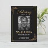 ゴールドブラック葬儀プログラム、葬儀追悼式 招待状 (スタンド正面)