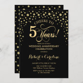 ゴールドブラック5周年記念祝賀会の招待状 招待状 (正面/裏面)