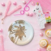 ゴールドブロンズパームズビーチオンブルパームツリー シック ペーパープレート (パーティー)