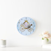 ゴールドプリンセスの馬車 ブルーストーリーブック 個人名入れ ラウンド壁時計 (ホーム)