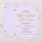 ゴールドプリンセス3歳の誕生日おめでとう 招待状 (正面/裏面)