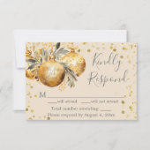 ゴールドベージュのクリスマス 結婚式RSVPカード サンキューカード (正面)