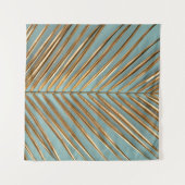 ゴールドペイントのトロピカルパーム模様 タペストリー (正面(横))