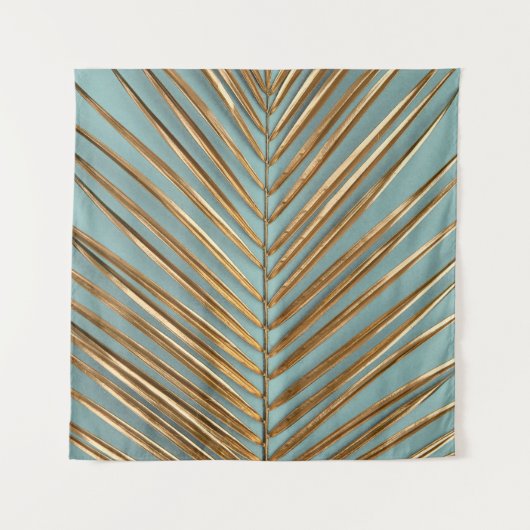 ゴールドペイントのトロピカルパーム模様 タペストリー (正面)