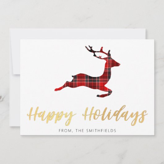 ゴールドペイントのバイソン柄の鹿のクリスマス シーズンカード (正面)