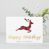 ゴールドペイントのバフロー柄の鹿のクリスマス シーズンカード (スタンド正面)