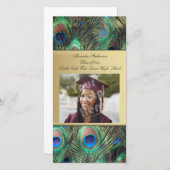 ゴールドペコックフェザー エレガントな卒業 案内状 (正面/裏面)