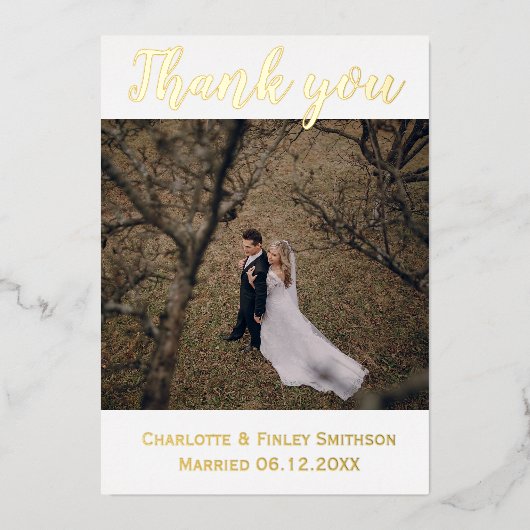 ゴールドホイモダンル2フォト結婚サンキューカード 箔シーズンカード (正面)