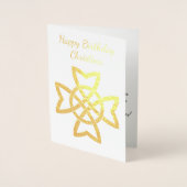 ゴールドホイルかわいらしアイルランドケルト結び目模様誕生日ウィッシュ 箔カード (正面)
