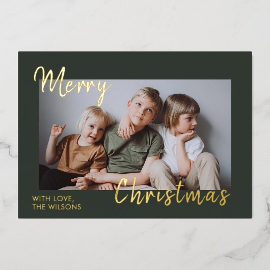 ゴールドホイルが輝くエレガントなクリスマスカード 箔シーズンカード (正面)