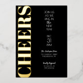 ゴールドホイルで華やかに 新年のパーティー招待状 箔シーズンカード (正面)