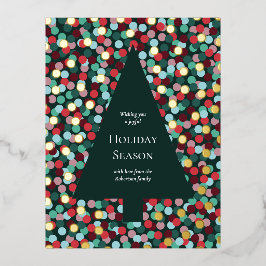 ゴールドホイルのクリスマスツリー　コンフェッティドットボーダー付き 箔シーズンポストカード