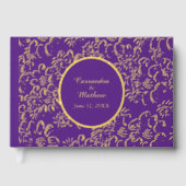 ゴールドホイルのダイジー フラワーロイヤルパープルウェディング ゲストブック (正面)