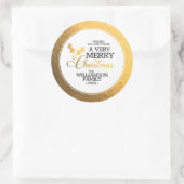 ゴールドホイルのホーリー メリークリスマス ラウンドシール (バッグ)