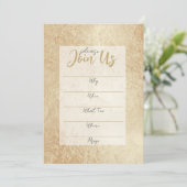 ゴールドホイルの記入式招待状 招待状 (スタンド正面)