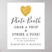 ゴールドホイルハート ウェディング フォトブース サイン (正面)