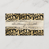 ゴールドホイルフェイクレオパードシャンパンブラシストローク 名刺 (正面)