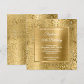 ゴールドホイルレオパード グラム 50歳の誕生日 招待状 (正面/裏面)