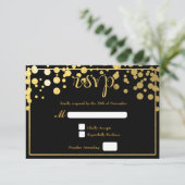 ゴールドホイル コンフェッティ ドット 結婚式 RSVP カード (スタンド正面)