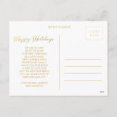 ゴールドホイル ハッピー ホリデイズ クリスマス フォトフレーム ポストカード (裏面)