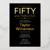 ゴールドホイル フィフティ アンド ファビュラス ブラックホワイト スクリプト 箔招待状 (正面)