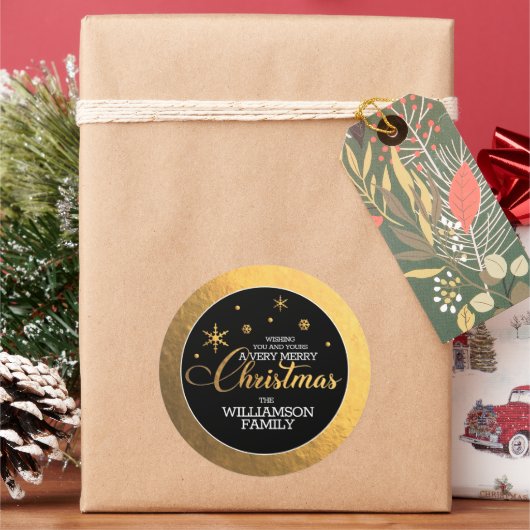 ゴールドホイル メリークリスマス ラウンドシール (クリスマス)