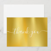 ゴールドホイル モダンエレガント スクリプト サンキューカード (正面/裏面)