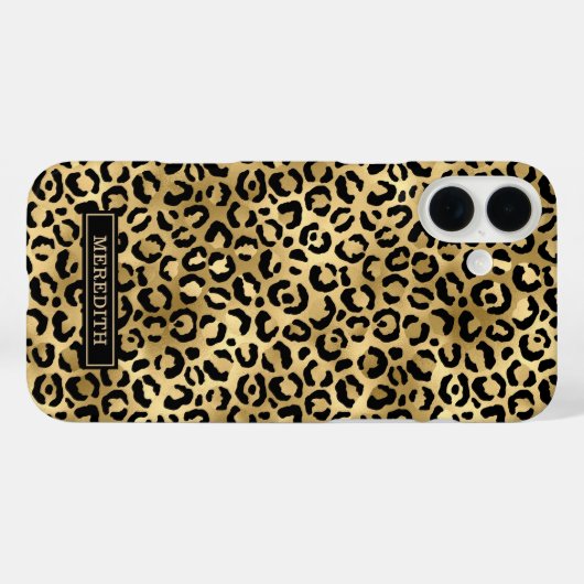 ゴールドホイル レオパードプリント モノグラム Case-Mate iPhoneケース (裏面 (横))