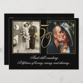 ゴールドホイル 50周年記念のお祝い 招待状 (正面/裏面)