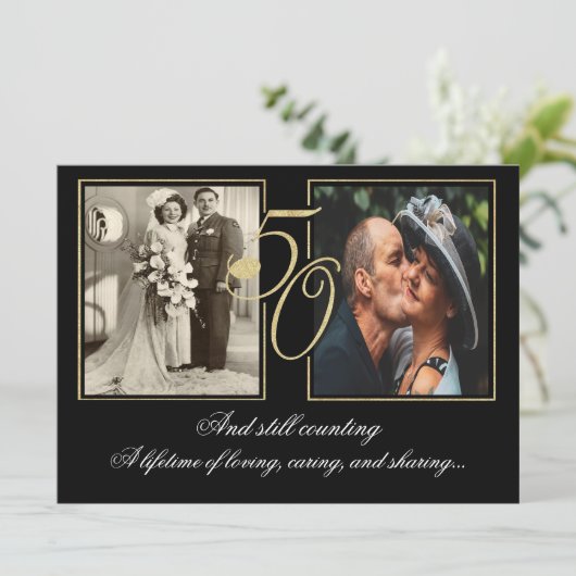 ゴールドホイル 50周年記念のお祝い 招待状 (スタンド正面)