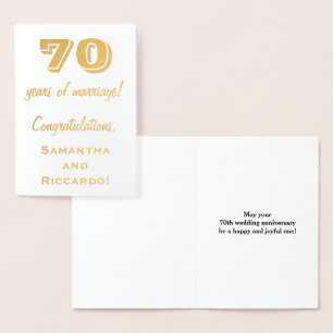 ゴールドホイル 70周年 結婚記念日 + オーダーメイド ネーム 箔カード