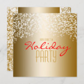 ゴールドホリデーパーティーのグリッター輝く招待状 招待状 (正面/裏面)