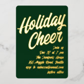 ゴールドホリデーパーティー招待状 - 大胆なデザイン 箔シーズンカード (正面)