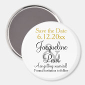 ゴールドホワイトの結婚式 Save the Date マグネット (正面/裏面)